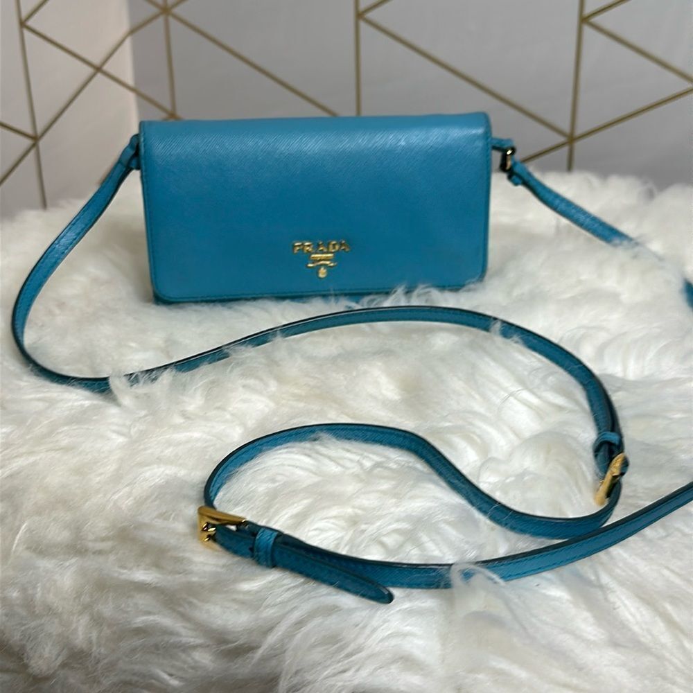 💯Authentic Prada Safiano Wallet on Strap🍀